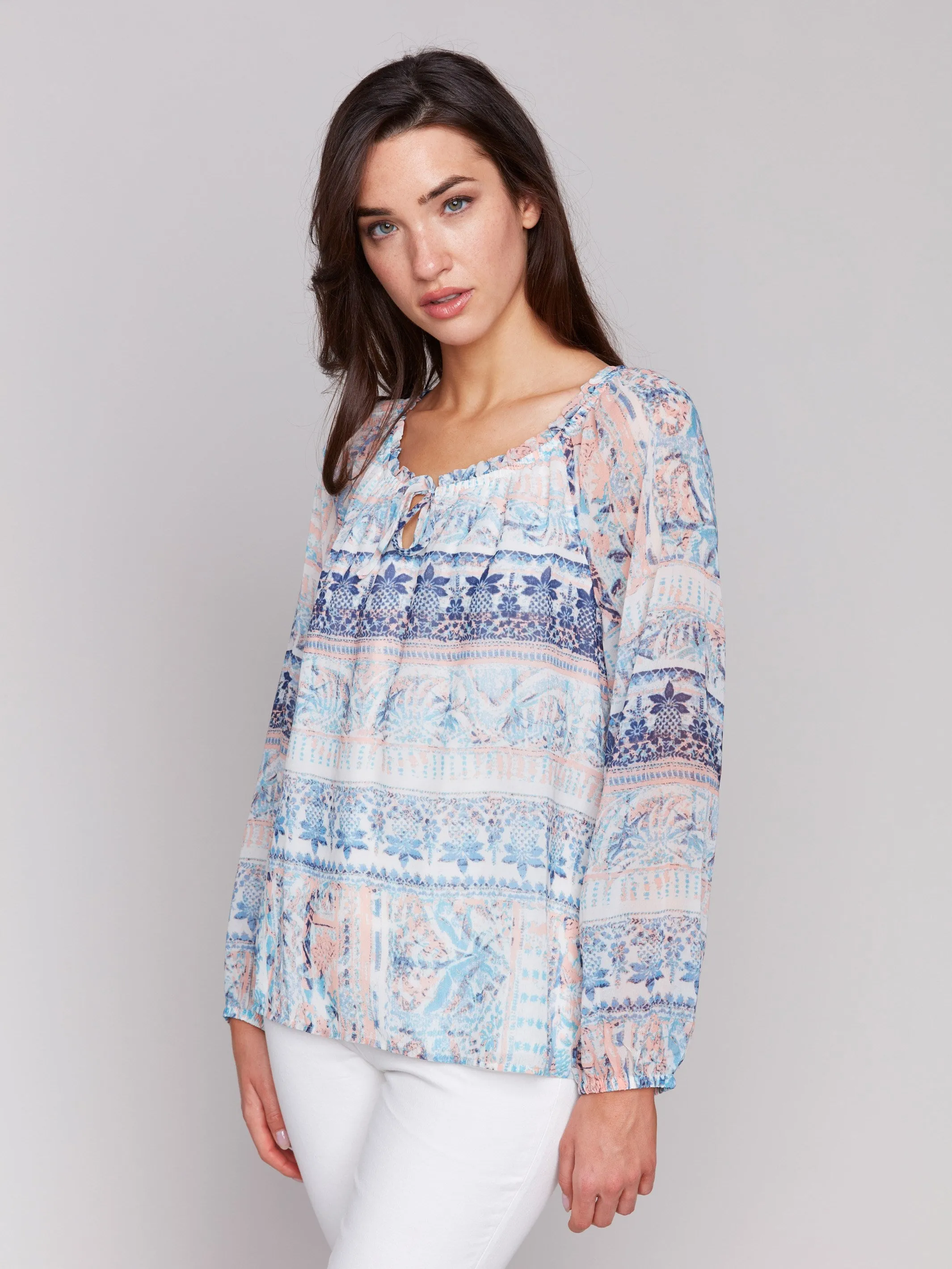 Printed Chiffon Blouse - Roots