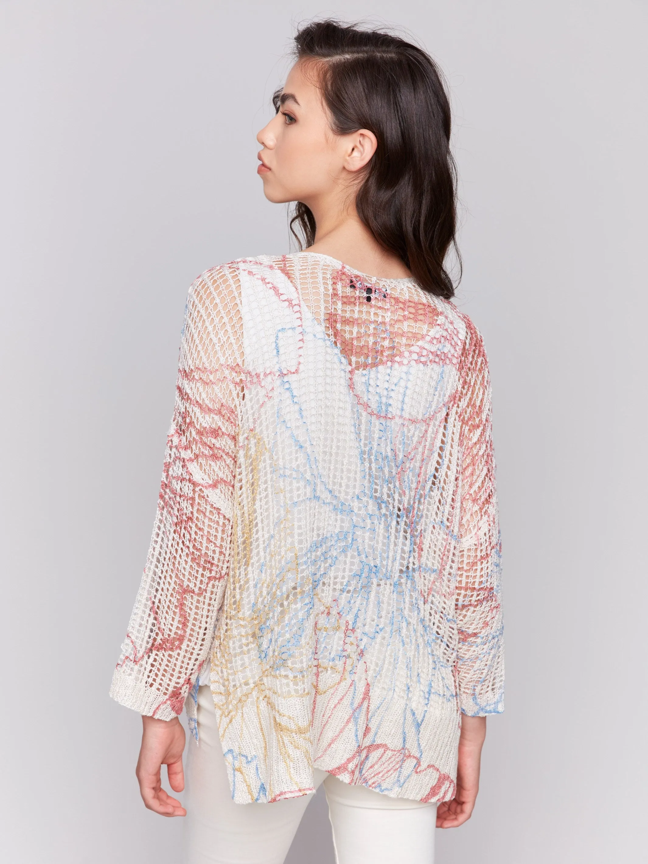Printed Fishnet Crochet Sweater - Corolla