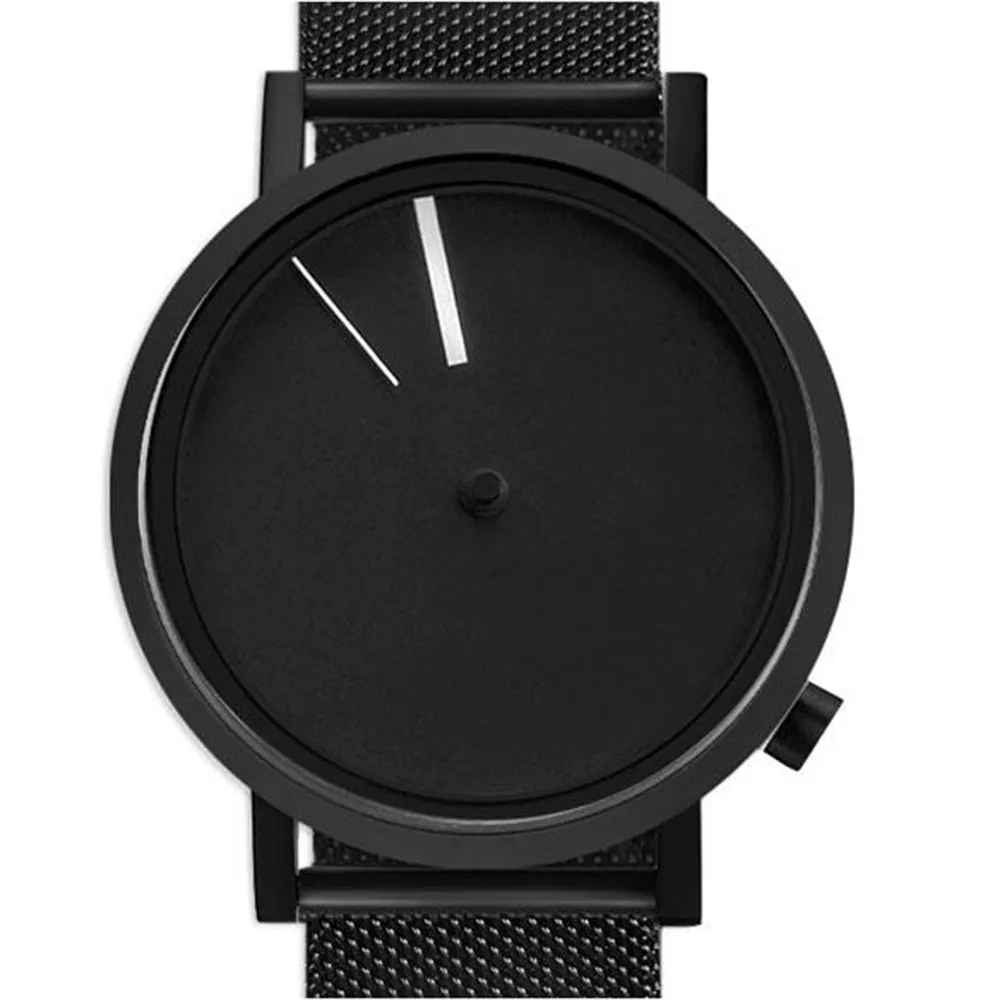 Projects Men's Stainless Steel Black Silicone Band Black Dial  Watch - 7295BSS