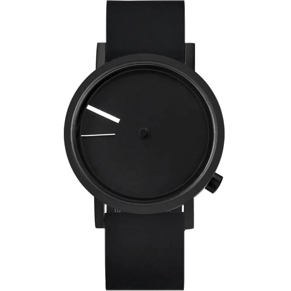Projects Men's Stainless Steel Black Silicone Band Black Dial  Watch - 7295BSS