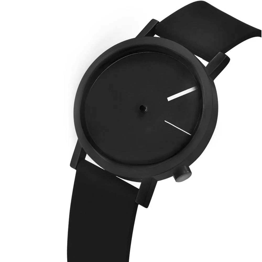 Projects Men's Stainless Steel Black Silicone Band Black Dial  Watch - 7295BSS