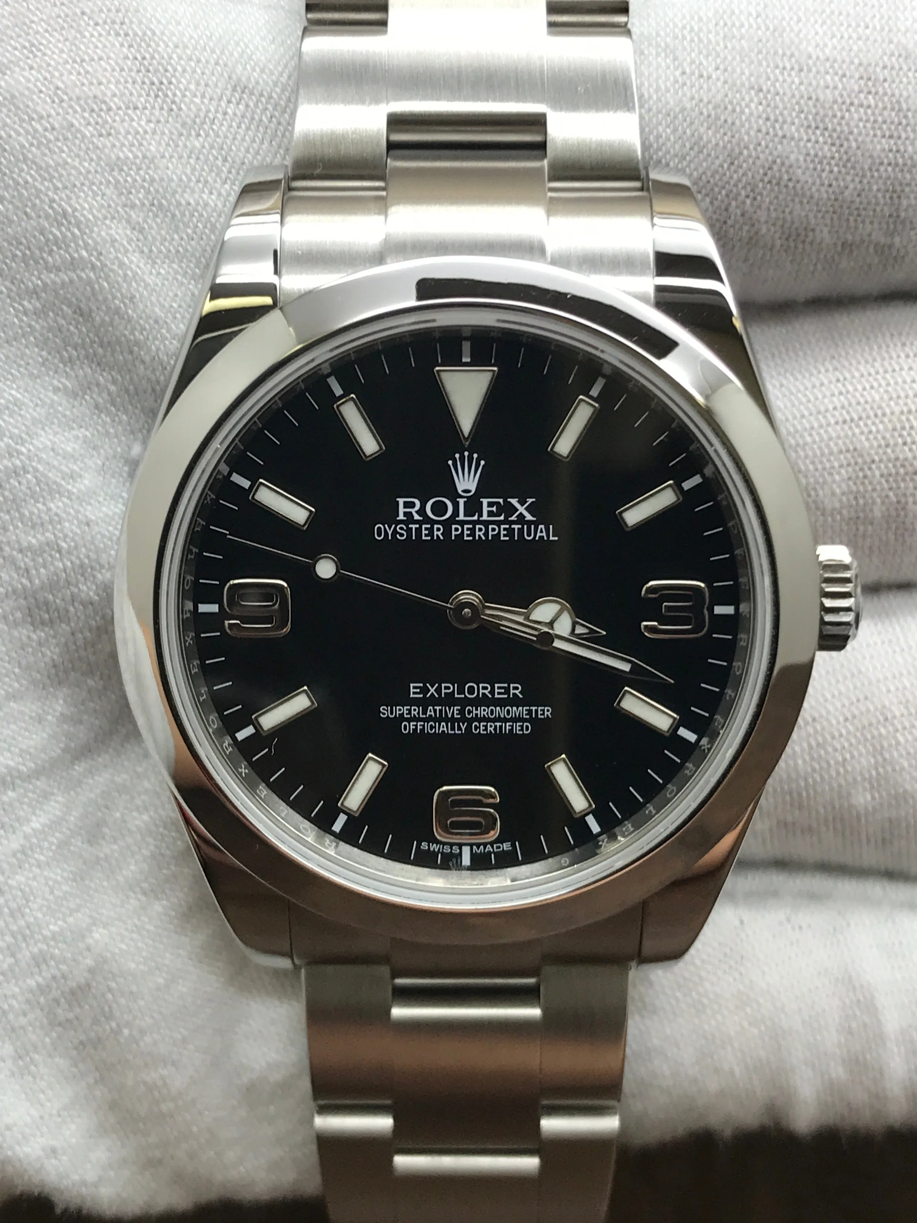 Rolex Explorer I 214270 NO Lume Black Dial Automatic  Men's Watch