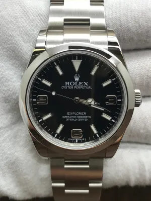 Rolex Explorer I 214270 NO Lume Black Dial Automatic  Men's Watch