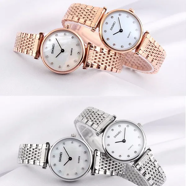 SKMEI Womens Elegant Fashion Watch w Rhinestones, 30M Waterproof