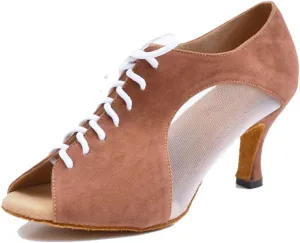 TDA Women's Comfort Lace-up Suede Salsa Tango Ballroom Latin Modern Dance Shoes