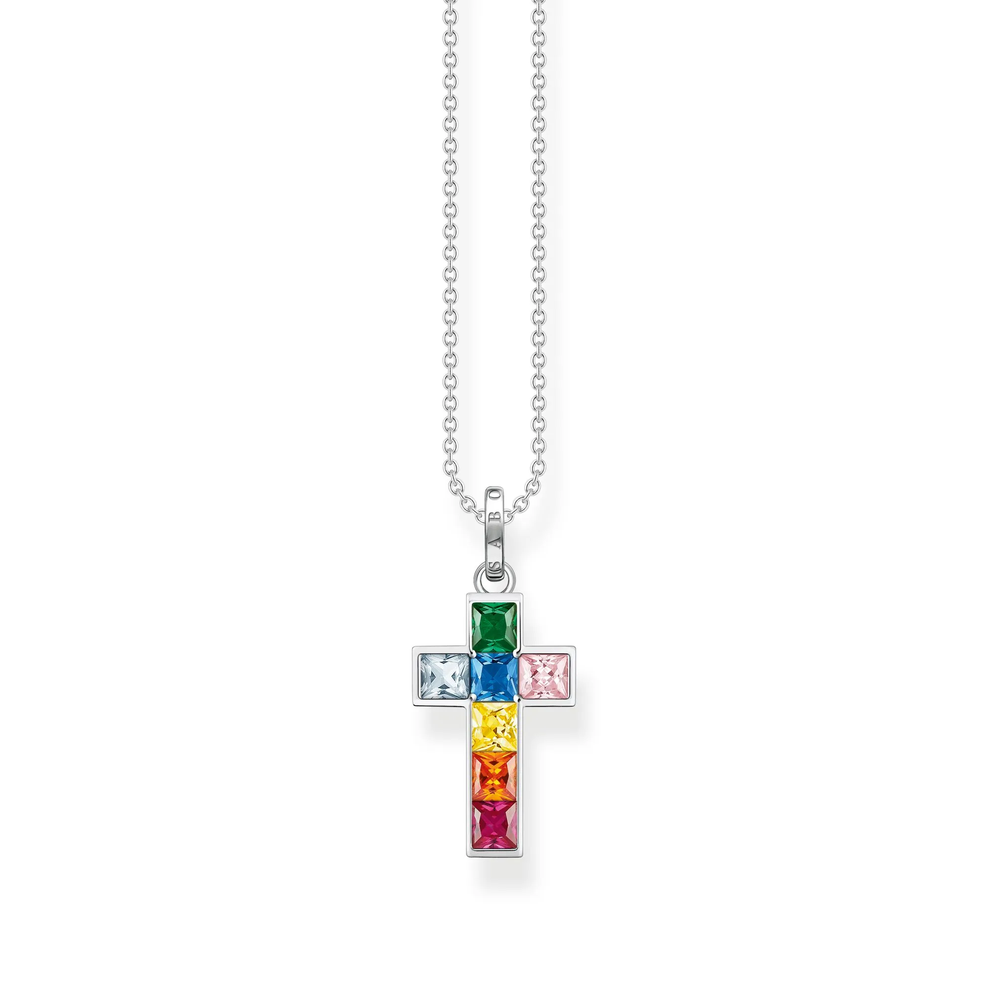THOMAS SABO Necklace cross colourful stones silver