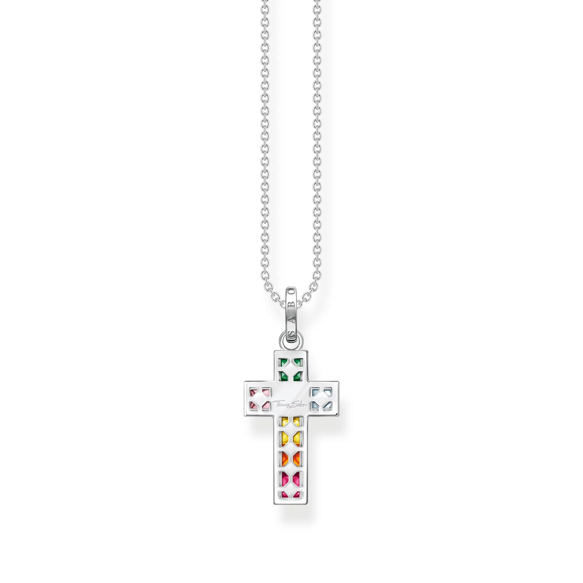 THOMAS SABO Necklace cross colourful stones silver
