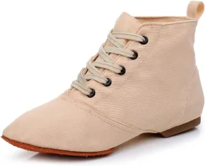 TINRYMX Canvas Lace Up Dance Shoes Split Sole Ballroom Jazz Modern Dance Boots for Women