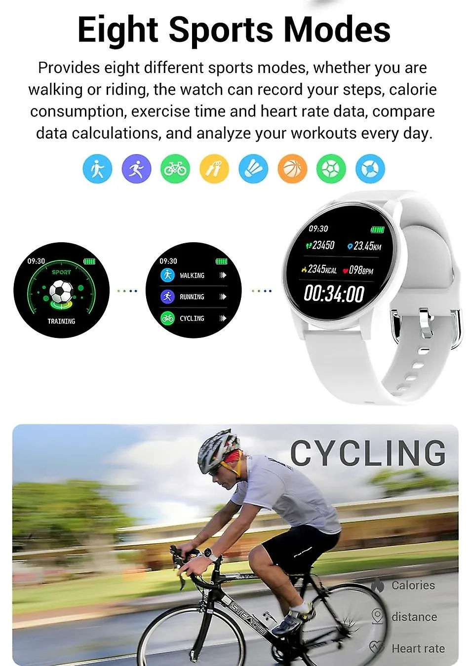 Watches white smart watch real time weather forecast activity tracker heart rate monitor sports smart watch