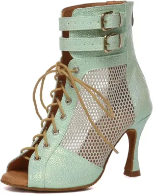 Women's Ballroom Dance Shoes Lace up Latin Modern Dance Heels,Model YCL615