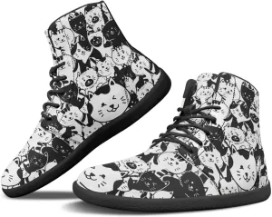 Women's Barefoot Shoes Men's Waterproof High Top Walking Shoes Wide Toe Box Zero Drop Hiking Sneakers