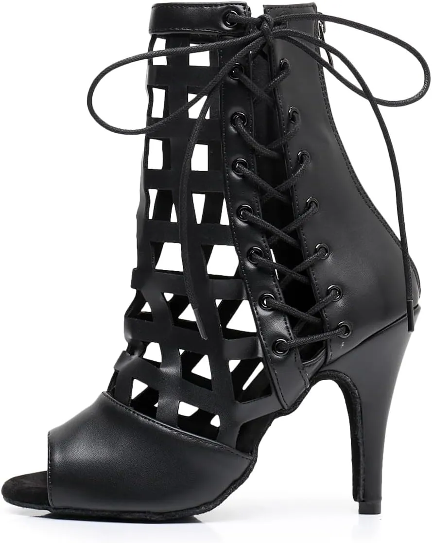 Women's Fashion Open Toe Ballroom Dance Boots Latin Modern Performance Dance Shoes