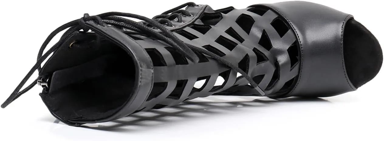 Women's Fashion Open Toe Ballroom Dance Boots Latin Modern Performance Dance Shoes