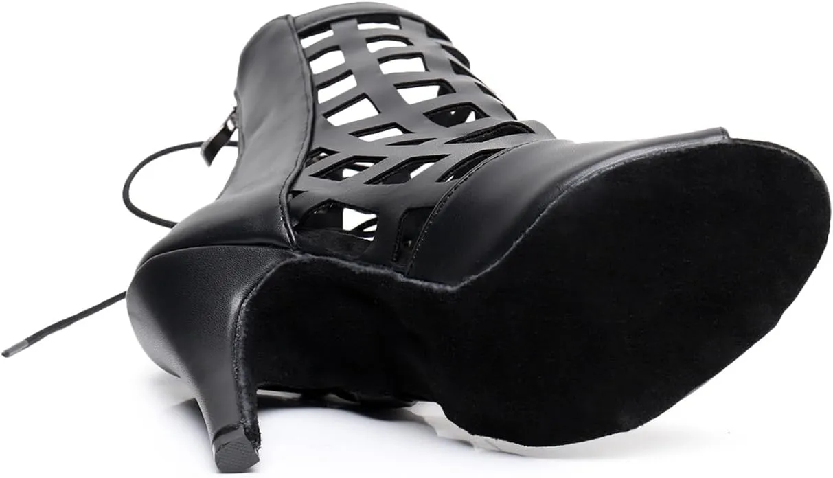 Women's Fashion Open Toe Ballroom Dance Boots Latin Modern Performance Dance Shoes