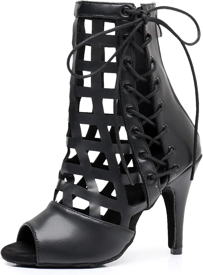 Women's Fashion Open Toe Ballroom Dance Boots Latin Modern Performance Dance Shoes