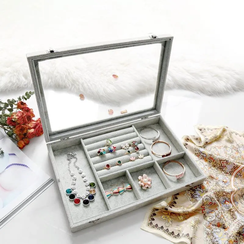 Yeknu Velvet Drawer Jewelry Organizer Box