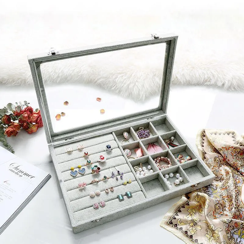 Yeknu Velvet Drawer Jewelry Organizer Box