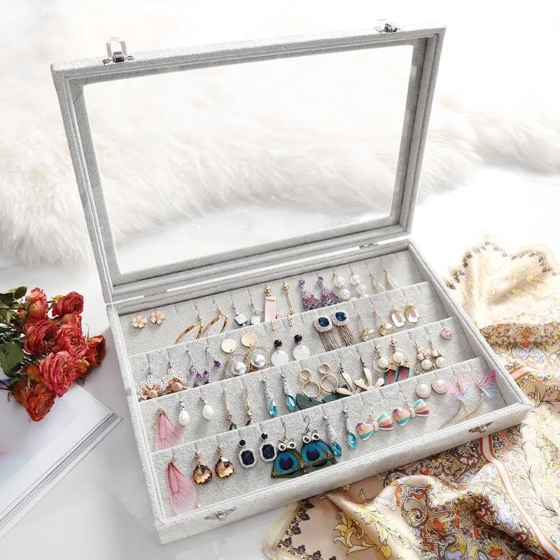 Yeknu Velvet Drawer Jewelry Organizer Box