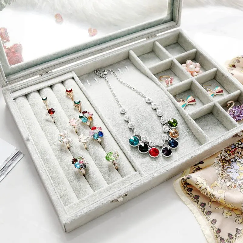 Yeknu Velvet Drawer Jewelry Organizer Box