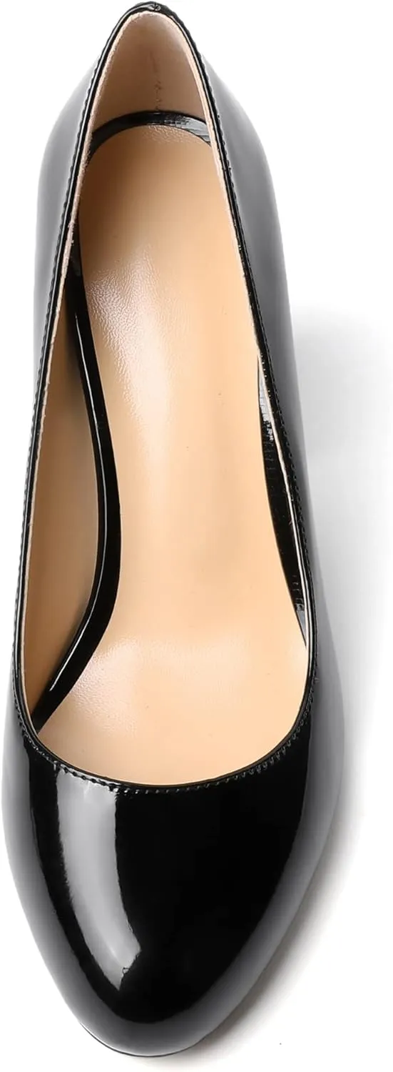 Zamikoo Women Chunky Heel Pumps Block High Heel Slip On Closed Round Toe Dress Pumps for Work Casual Daily Life Party Dress