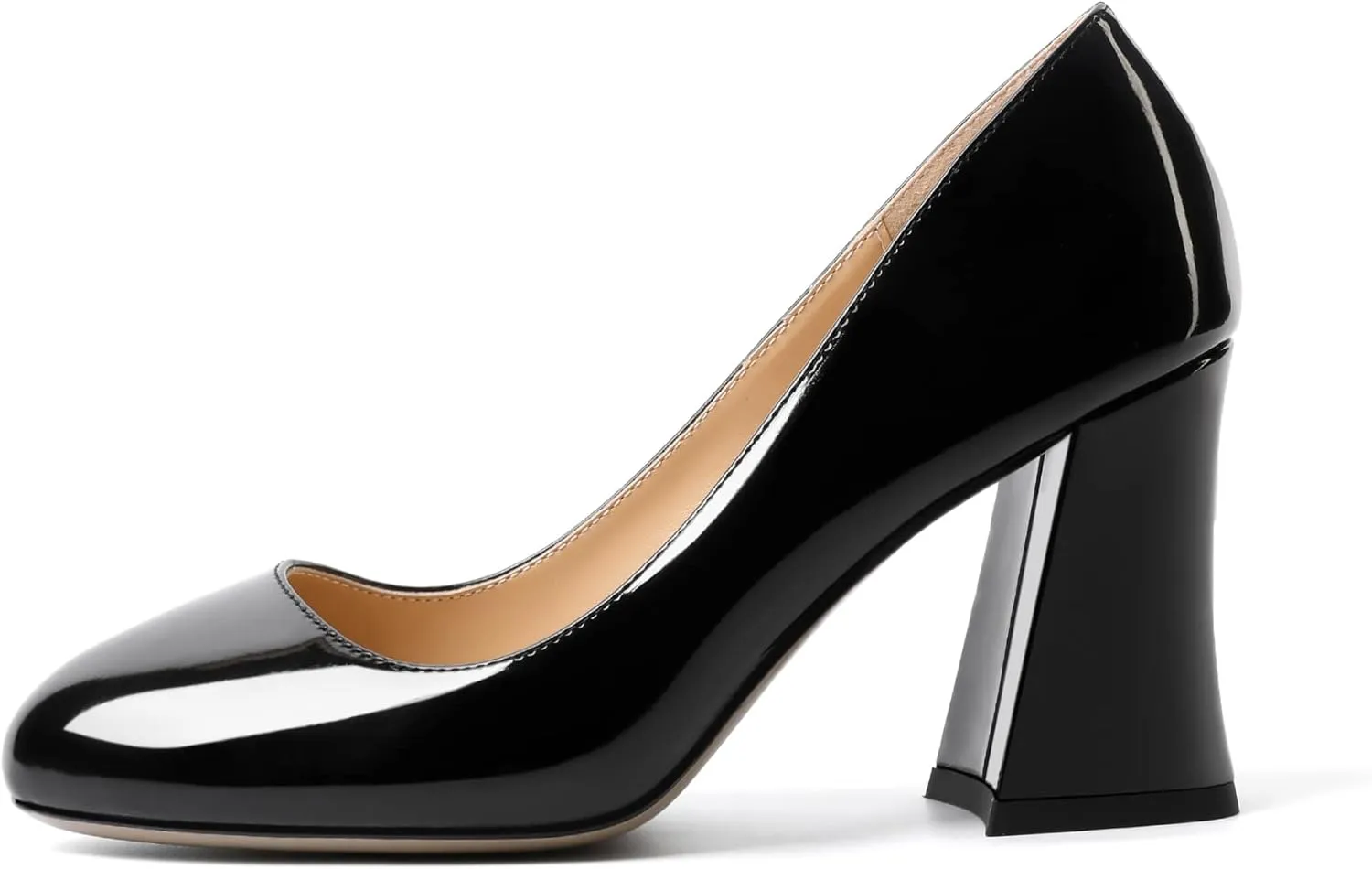 Zamikoo Women Chunky Heel Pumps Block High Heel Slip On Closed Round Toe Dress Pumps for Work Casual Daily Life Party Dress