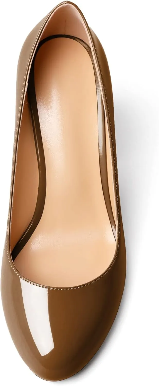 Zamikoo Women Chunky Heel Pumps Block High Heel Slip On Closed Round Toe Dress Pumps for Work Casual Daily Life Party Dress
